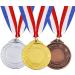 12 Metal Olympic Style Award Medals with Neck Ribbon - Gold, Silver, Bronze - 2 Inches - Buy Online on GoSupps.com