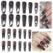 Halloween False Nails Halloween Fake Nails Long Press on Nails with Glue Stickers Ghost Spider Web Full Cover Nails Halloween Cosplay DIY Art Supplies Manicure Decor for Women Girls A9GLZZCMJ