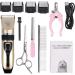 eSynic Pet Dog Clipper Grooming Trimmer Professional Animal Electric Hair Cutter Shaver Kit with 4 Combs Titanium Fixed Knife Prevent Skin Allergies Low Noise Gold and Black - Buy Online on GoSupps.com