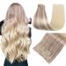 Easyouth clip in extensions real hair remy real hair clip in extensions ombre clip in real hair extensions color ashblond mix with medium blonde and platinum blonde 20 inch 70g 5pcs #18/26 cm 1-19 cp #18/26/60 5PCs