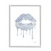 Stupell Industries Glam Shimmer Lip Pucker Kiss Minimal Cool Tones  Designed by Amanda Greenwood White Framed Wall Art  24 x 30  Blue 24x30 Blue