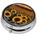 Farm Sunflowers Printed Mini Round Pill Box - 3 Compartment Travel Pill Organizer for Home & Office use - Buy Online on GoSupps.com