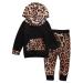 TMEOG Baby Boys Girls Long Sleeve Pullover Hooded Sweatshirts Top+Pants Infant Hoodie Tracksuit Clothes Outfits Set Black 12-18 Months