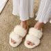 Womens Fluffy Sliders Fur Women Slippers Comfortable Soft Open Toe Flat Fashion Sandals Female Furry Indoor Flip Flops Fluffy Plush Shoes Autumn and Winter Season for Indoor Outdoor (B 24.5CM) (D 2 D 24.5CM
