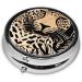 Leopard Pattern Mini Round Pill Box | 3 Compartment Pill Organizer for Travel Home & Office - Portable Medicine Case - Buy Online on GoSupps.com