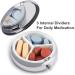 Round Tropical Palm Leaf Print Pill Box - 3 Compartment Decorative Metal Organizer | Portable Pocket Case - Style-36 - Buy Online on GoSupps.com
