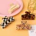 HAYHOI 4PCS Hair Claw Clips Celluloid French Butterfly Jaw Tortoise Shell - Stylish Accessories for Women & Girls - Checkerboard Leopard White - Buy Online on GoSupps.com