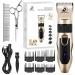 Bonve Pet Dog Clippers Professional Dog Grooming kit Low Noise Rechargeable Cordless Pet Grooming Clippers&Dog Grooming Accessories for Dog Clippers Cat Clippers and for Other Pets Gold