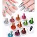 Chameleon Nail Chrome Powder Set - 12 Colors (Rose Gold, Purple) | High Gloss Reflective Effect Glitter Metallic Pigment | Includes 12 Eye Shadow Brushes - Buy Online on GoSupps.com
