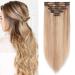 Clip-in real hair extensions double 8-piece set Remy hair honey blonde/ light blonde #18p613 12 inches (30 cm) 115 g