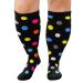 Plus Size Compression Sock For Men and Women: Graduated Compression Stockings for Support Flight Travel Running Pregnancy Sports Edema Nurses Athletic 20-30 mmHg 1Pairs Color Dots 5XL