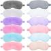 12 Pcs Sleeping Mask Set 6 Plush Sleep Masks and 6 Silk Eye Covers Adjustable Furry Eye Masks Satin Blindfold for Sleepover Birthday Party Favor Women Men (Light Color)