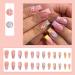 Justotry 24 Pcs Pink French Press On Fake Nails - Medium Ballerina Style | Acrylic Coffin False Nails with Glue for Women - Nail Art Designs - Buy Online on GoSupps.com