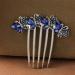 Xerling Rhinestone Butterfly Hair Comb | Blue Crystal Wedding Hair Accessory for Bride - Buy Online on GoSupps.com