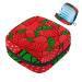 Menstruation pad bag with zipper women's napkin bag tampons collective bags for women and girls (red strawberry pattern)