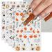 JMEOWIO 9 Sheets Halloween Nail Art Stickers Decals Self-Adhesive Cute Ghost White Flower Pumpkin Nail Supplies Nail Art Design Decoration Accessories