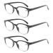 Women Reading Glasses 3.5 3 Pair Stylish Ladies Readers with Comfort Spring Hinge Pattern Design for Fashion Women Reading Pouch Included +3.50 3 Black
