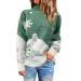 Genetic women Christmas snowflake reindeer knitting sweater long-sleeved circular neckline Heart animal print sweater knitwaren Christmas sweater women striped sweater women green-k xl