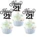 Pack of 24 21 Cupcake Toppers Glitter Happy 21st Birthday Cake Toppers Number 21 Eightteen Sweet 21 Birthday Wedding Anniversary Party Cake Decorations Accessories Black 21st-schwarz