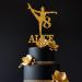 Trimming Shop Personalised Gymnastic Girl Design Gold Glitter Cake Topper Customise with Any Name & Any Age Gymnast Cake Pick for Gymnastics Theme Cake Decoration Party Supplies
