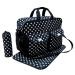 3pcs Black Colour White Polka Dots Baby Diaper Nappy Changing Bag Set E Polka Dot