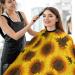 Yellow Sunflower Hair Cutting Cape - Professional Salon Apron with Snap Closure for Hairdressers - Buy Online on GoSupps.com