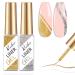 Rechoo Liner Nail Gel Polish-10ML*2 Gold & Silver Glitter Gel Nail Polish for Fineliner Nail Art French Manicure Nail Polish UV Shellac Color Gel with thinner Brush for Professionals and Beginner A-2-Gold & Silver