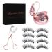 Reusable Magnetic Eyelashes Dual 3D Magnetic Lashes without Eyeliner Natural Look False Eyelashes Extension Kit with Applicator Tweezers No Glue 4 Pairs 3.84 Ounce pink&black