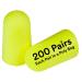 3M Ear Plugs  200 Pairs/Box  E-A-Rsoft Yellow Neons 312-1251  Uncorded  Disposable  Foam  NRR 33  Drilling  Grinding  Machining  Sawing  Sanding  Welding  Slightly Longer Ear Plug  1 Pair/Poly Bag