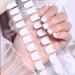 Semi Cured Gel Nails Strips French Style Nail Wraps Soft Self-Adhesive Gel Nail Stickers Long Lasting Gel Nail Strips for Nails French Tip Manicure - UV/LED Lamp Required Silver Edge White French