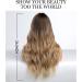 Ombre Brown to Blonde Lace Front Wig for Women - Long Wavy Synthetic Hair Wig - Buy Online on GoSupps.com