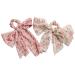 2PCS Floral Hair Scarf with Ribbon Bow for Woman Girls Hair Scarf with Bow Scarf Scrunchies Silk Long Tails Scrunchy Elastics Ponytail Holder