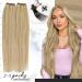 Moresoo Blonde Human Hair Weft 16 Inch Double Weft Sew in Hair Extensions - Real Hair Caramel Blonde with Platinum Blonde - 18 Inch 100g/Pack #14/613 - Buy Online on GoSupps.com