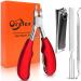 Orelex Professional Toenail Clipper Set Sharp Nail Clipper for Ingrown Strong Toenails Stainless Steel Pedicure Nail Clipper Sharp Large Blade Soft Handle Set of 4 Toenails Nail Scissors Red