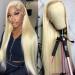 #613 Blonde T Part Lace Front Wigs Long Straight Wigs Blonde Colored Heat Resistant Fiber Hair Synthetic Lace Front Wigs For Fashion Women (Blonde) 13x4x1 Blonde