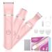 Electric Shaver Razors for Women 3 in 1 Waterproof Bikini Trimmer Wet & Dry Use Painless Facial Hair Removal for Women Pubic Hair Timmer Smooth Shaving for Ladies Face Body Legs Private Areas Hot Pink