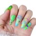 Press on Nails Medium Coffin  24pcs Green Carnival Acrylic Fake Nails Full Cover Natural  False Nails with Designs  Glue on Nails for Women Girls 01.Green Carnival