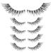 minkissy 5 Pairs False Lashes Fake Eyelashes Lash Strip Eye Lash Extension Bulk Eyelashes Bulk Lashes Eyelashes Natural Look False Eyelashes Transparent Stem Artificial Fiber Cosmetics