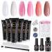 Mobray Poly Nail Gel Kit 6 Colour Poly Nail Extension Gel Set Transparent Pink Builder Nail Gel Professional with 100pcs Nail Forms Slip Solution Nail Art Starter Gifts Set for Women Transparent White Pink