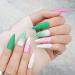 Barbie Pink & Green XXL Press on Nails - Jofay Fashion Designs | False Nails with Glue - 24pcs - Buy Online on GoSupps.com