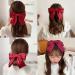 XdealCozyxc Red Hair Bow Bow Hair Clip French Hair Clips with Ribbon Solid Red Hair Barrette Clips Soft Satin Silky Hair Bows for Women Girls - Buy Online on GoSupps.com
