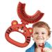 DRANG U-shaped toothbrush made of silicone U-shaped children's toothbrush-Cartoon-tiger toothbrush for children |Soft silicone brush head extra soft toothbrush training manual full mouth cleaning red 1 piece (1 Pack)
