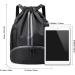 Qoosea Drawstring Backpack Sports Gym Sackpack with Side Mesh Pockets Shoe Compartment Water Resistant String Bag for Women Men (Black) - Buy Online on GoSupps.com