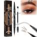 Hellokiss Liquid Eyebrow Pen Curved Brow Pen Trailott Eyebrow Pen 3D Microblading Eyebrow Pencil Upgraded Waterproof with 4-Fork-Tip Precise Brush-Tip 2-in-1 Microblading Eyebrow Pencil (01#)