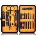 Keiby Citom Professional Stainless Steel Nail Clipper Travel & Grooming Kit Nail Tools Manicure & Pedicure Set of 15pcs with Luxurious Case (Black/Yellow)