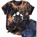 2023 Trendy Summer Tie Dye T-Shirt for Women - Moon Graphic O Neck Casual Top in Yellow - Size Large - Buy Online on GoSupps.com