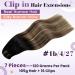 LAAVOO 30cm Balayage Clip-In Extensions | Real Remy Hair Ombre Black & Karamellblond #1b/4/27 7PCS 70g - Buy Online on GoSupps.com