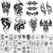 AWLEE 45 Sheets Temporary Tattoo for Men (Include 8 Sheets Large Tribal Totem Tattoo Stickers) Black Large Body Art Makeup Fake Tattoo Waterproof Removable (Pattern4) Totems