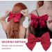 XdealCozyxc Red Hair Bow Bow Hair Clip French Hair Clips with Ribbon Solid Red Hair Barrette Clips Soft Satin Silky Hair Bows for Women Girls - Buy Online on GoSupps.com