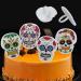 Day of the Dead Cupcake Rings 24Pcs Sugar Skull Cupcake Toppers Decoration for Kids Dia De Los Muertos Halloween Birthday Party Favors Supplies - Buy Online on GoSupps.com